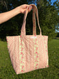 Pink & Yellow Floral Large Tote Bag