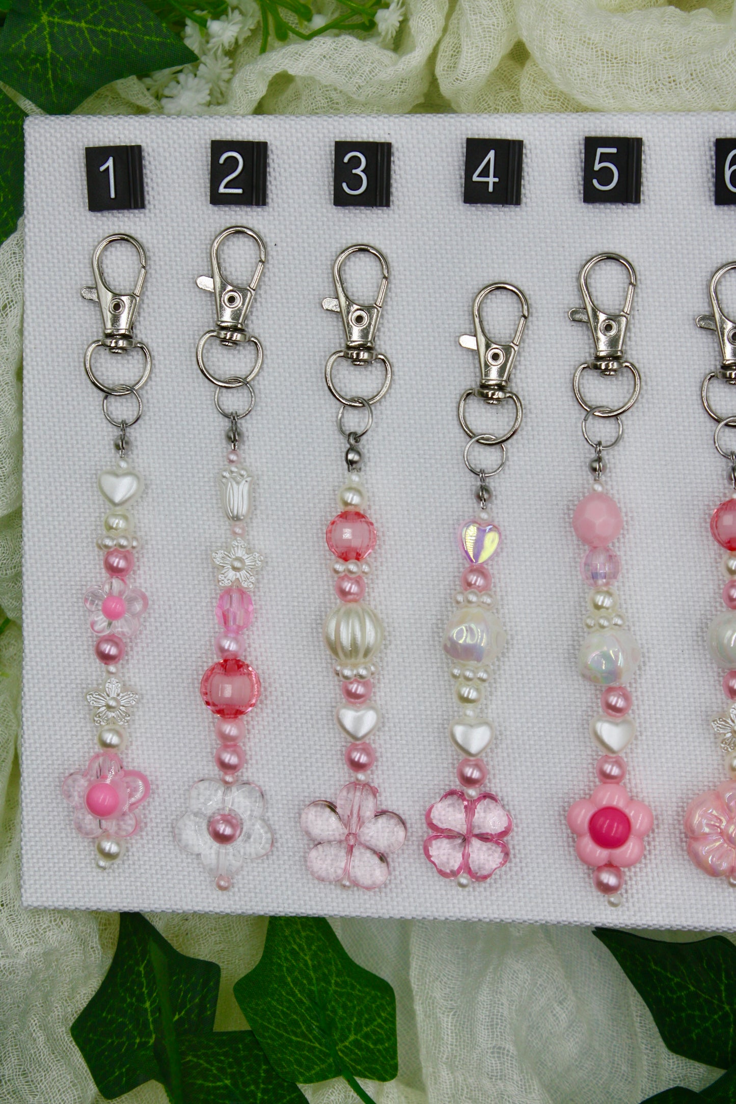 Flower Beaded Keychains #1
