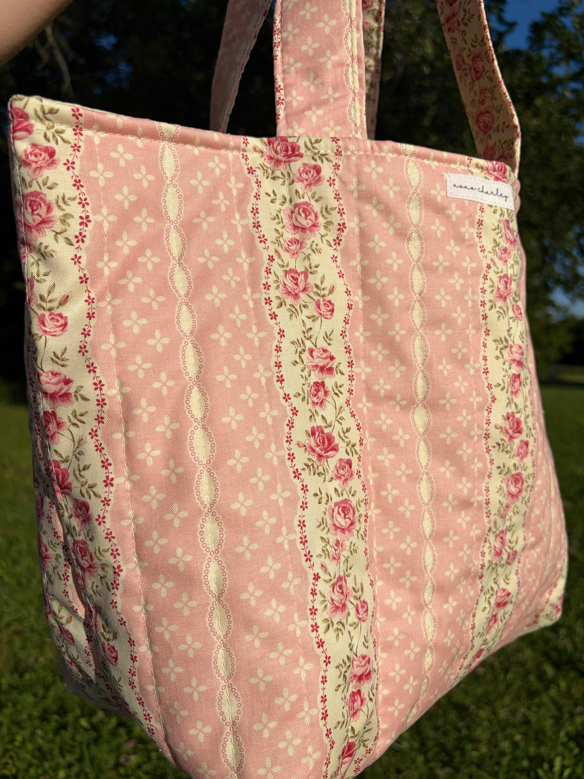 Pink & Yellow Floral Large Tote Bag