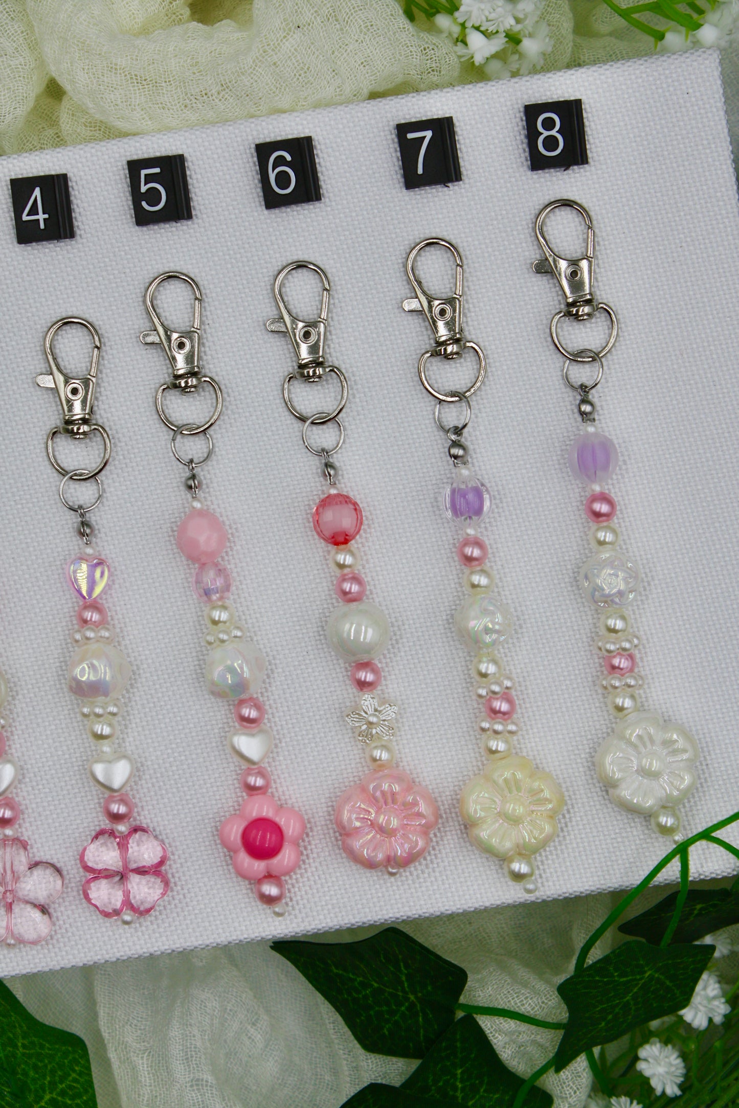 Flower Beaded Keychains #1