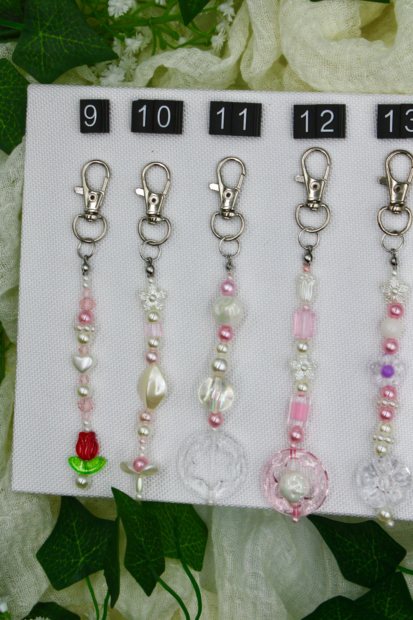 Flower Beaded Keychains #1