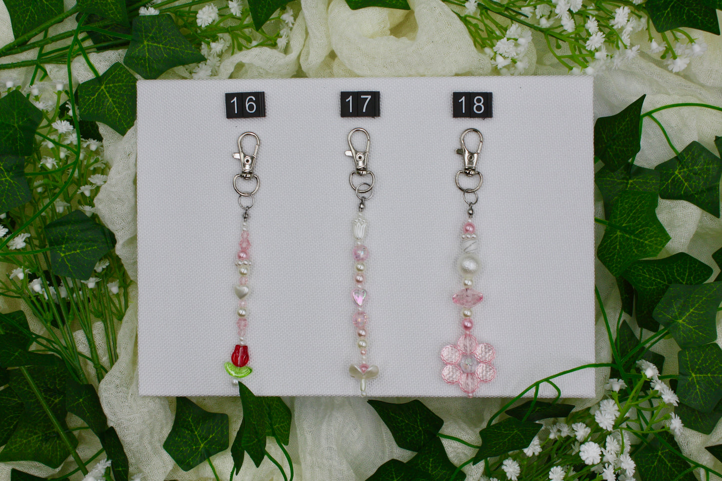 Flower Beaded Keychains #1