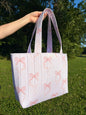 Large Pink Bow Signature Tote Bag