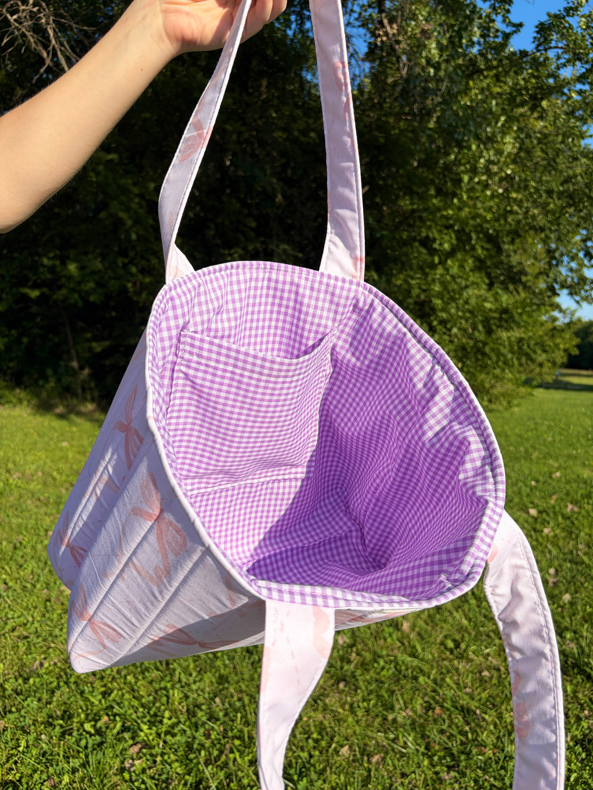 Large Pink Bow Signature Tote Bag