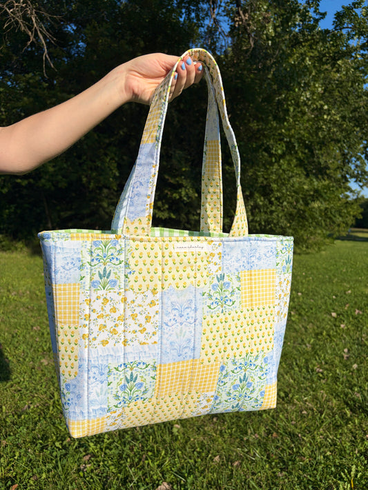 Green Patchwork Signature Tote Bag