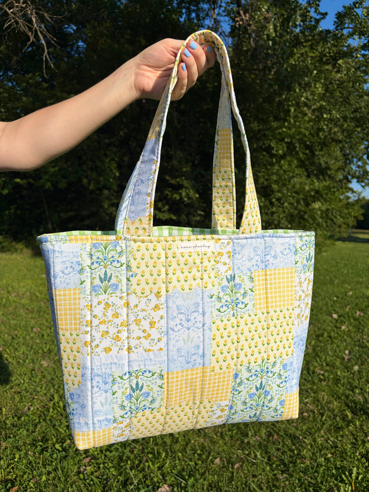 Green Patchwork Signature Tote Bag