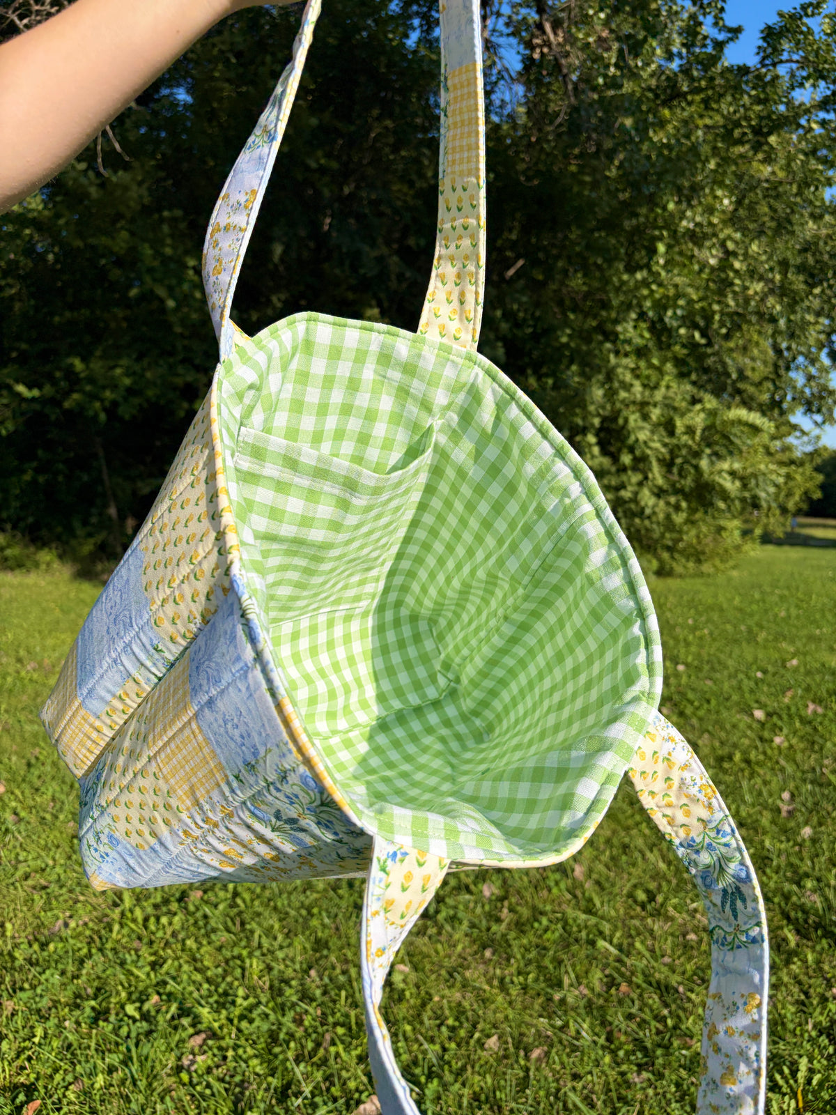 Green Patchwork Signature Tote Bag