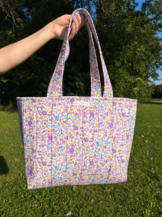 Ditsy Picnic Purple Signature Tote Bag