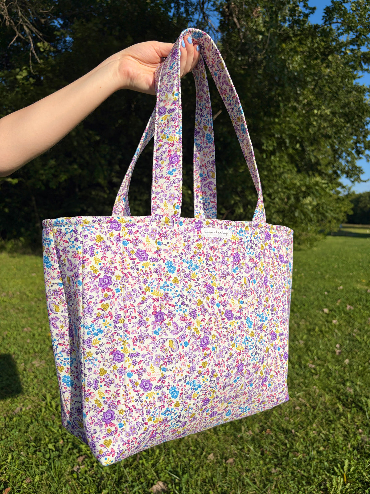 Ditsy Picnic Purple Signature Tote Bag