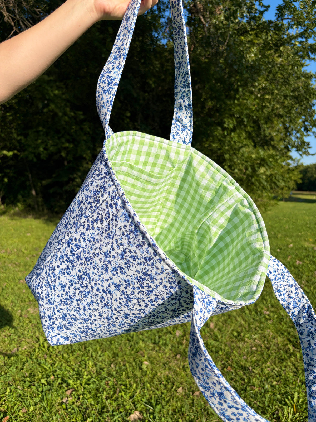 Royal Blue Floral Signature Tote Bag