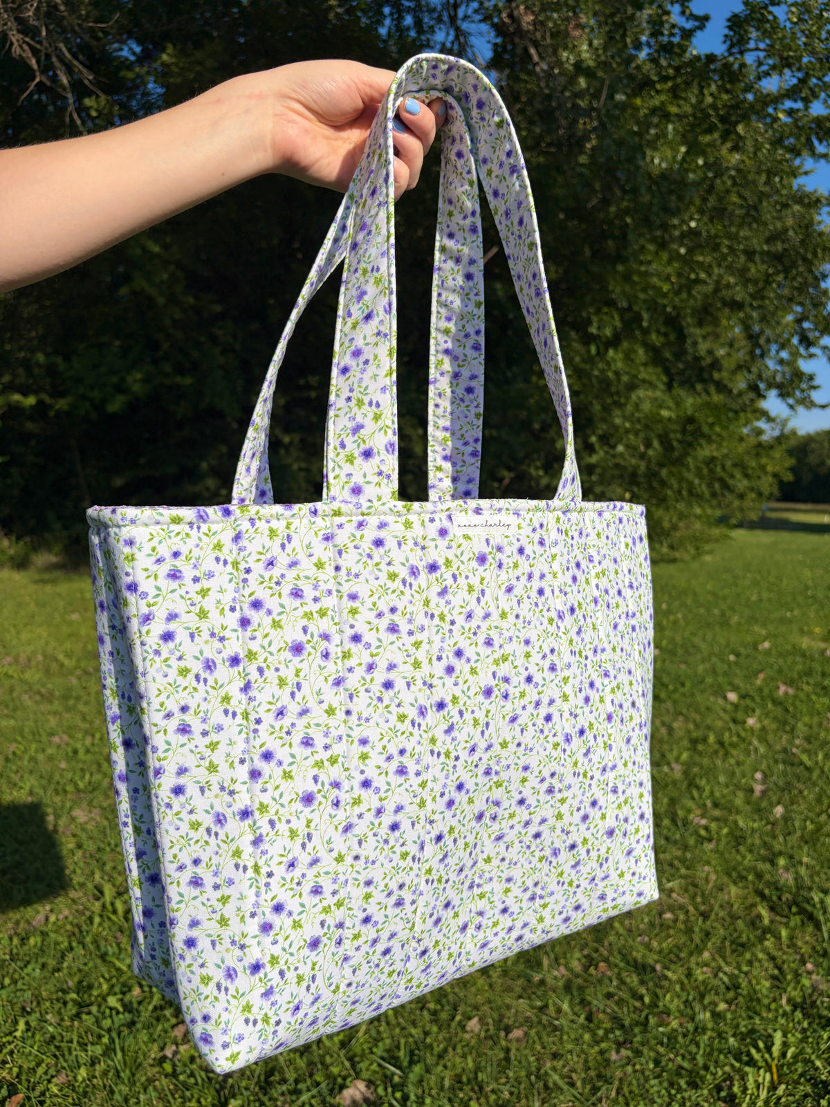 Purple Floral Signature Tote Bag