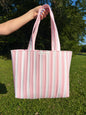 Pink & White Stripe Signature Tote Bag