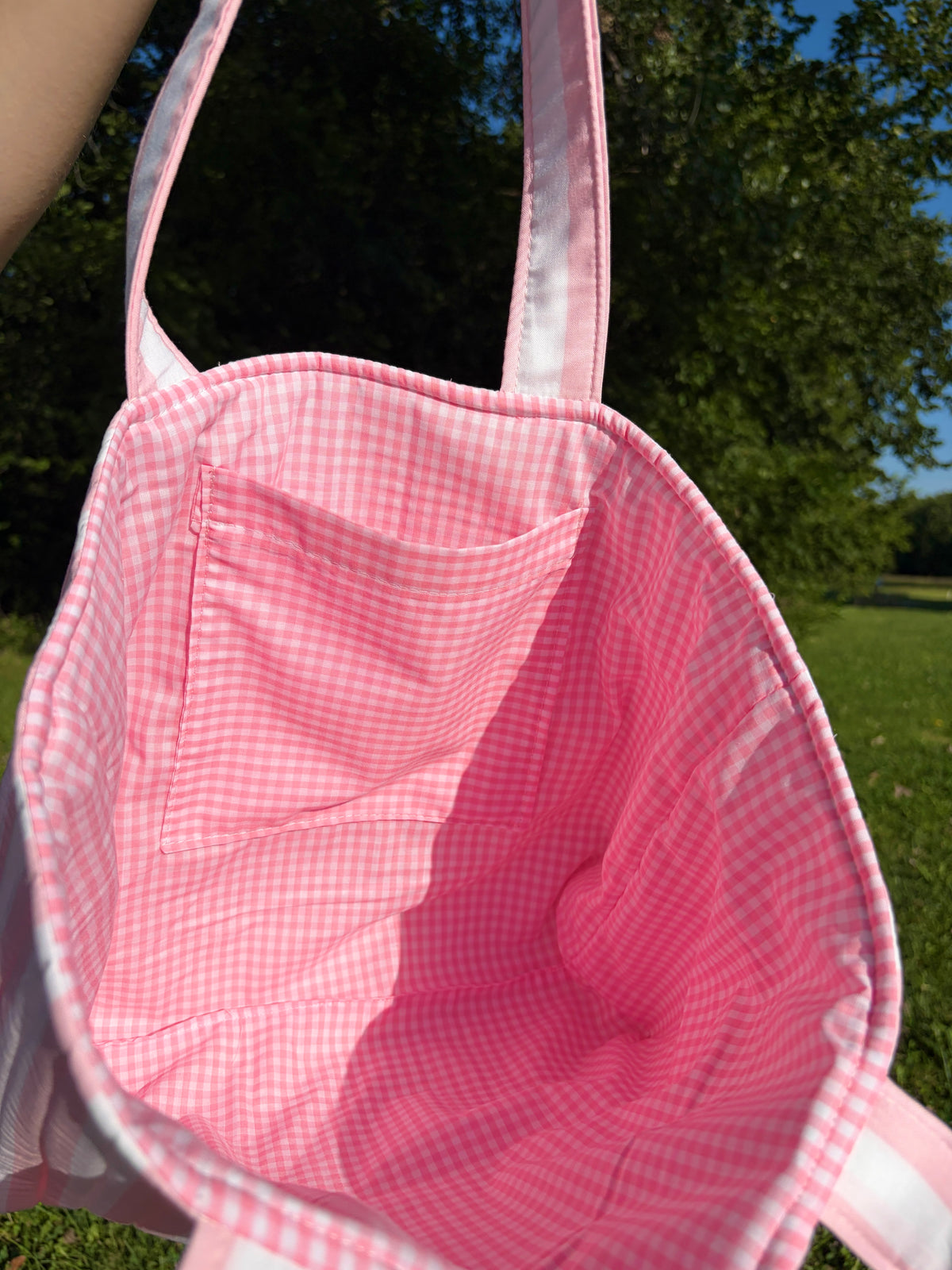 Pink & White Stripe Signature Tote Bag