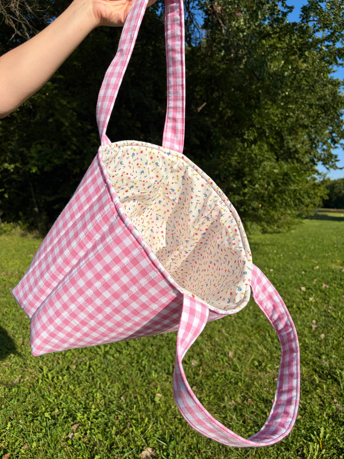 Pink Gingham Signature Tote Bag