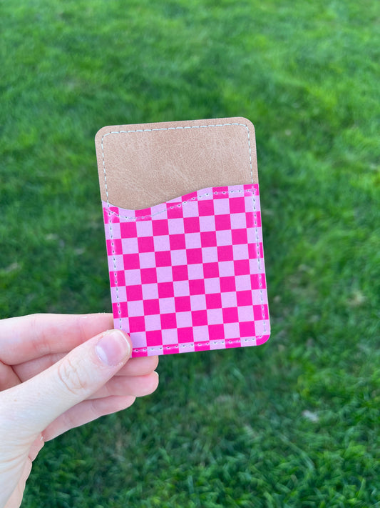 Bold Pink Checkered Phone Wallet #30