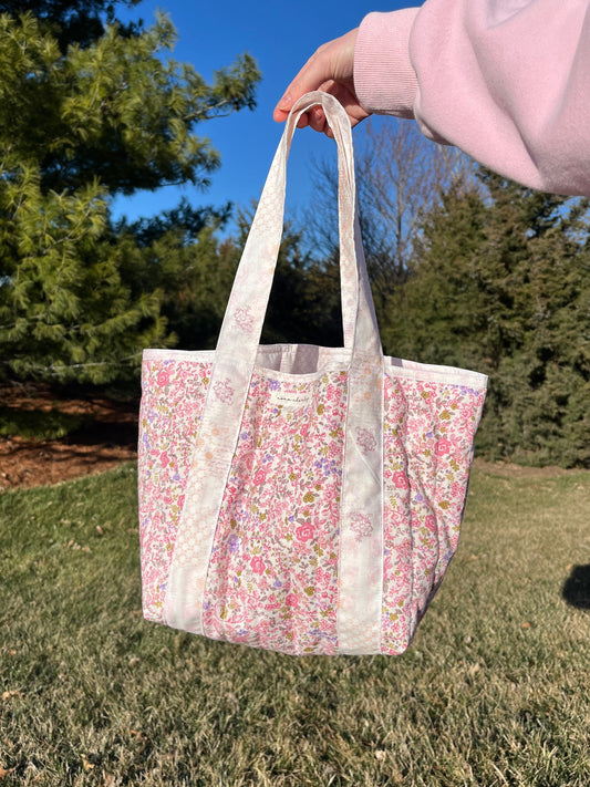 Ditsy Picnic Pink Mini Tote Bag