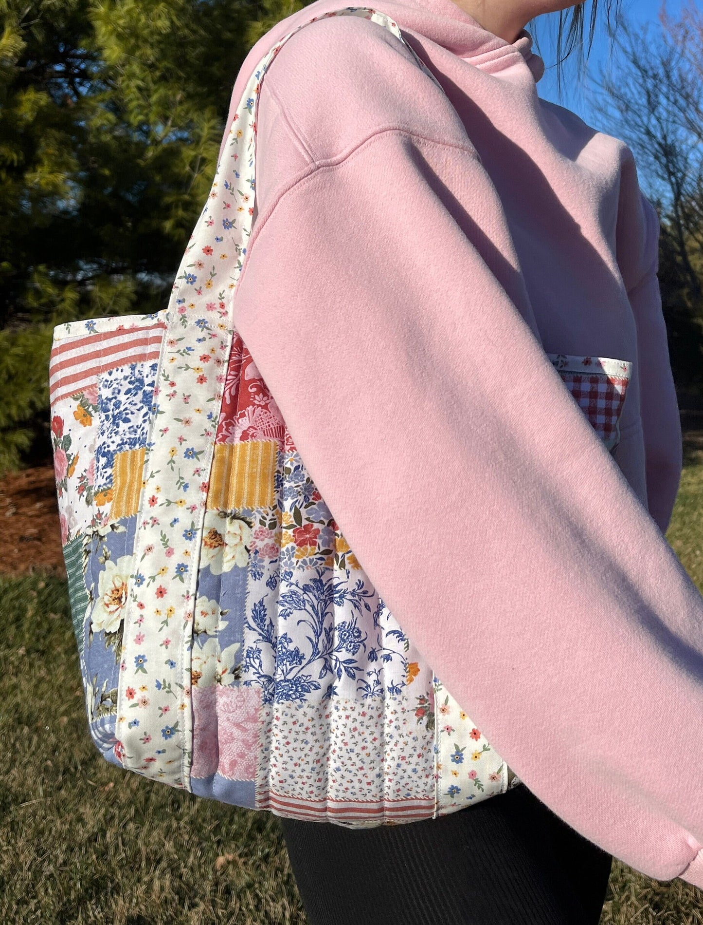 The Colorful Picnic Mini Tote Bag with Attached Straps