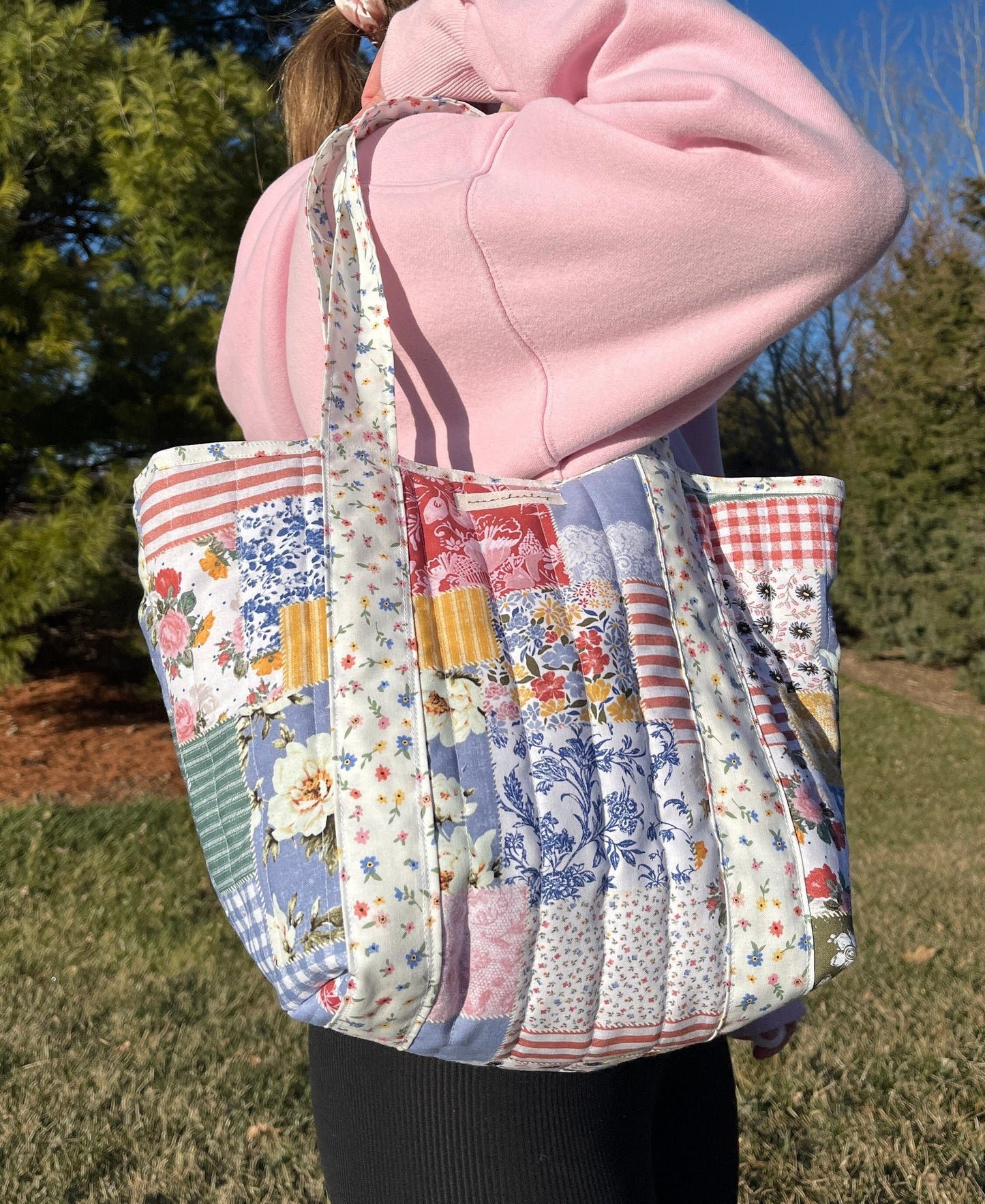 The Colorful Picnic Mini Tote Bag with Attached Straps