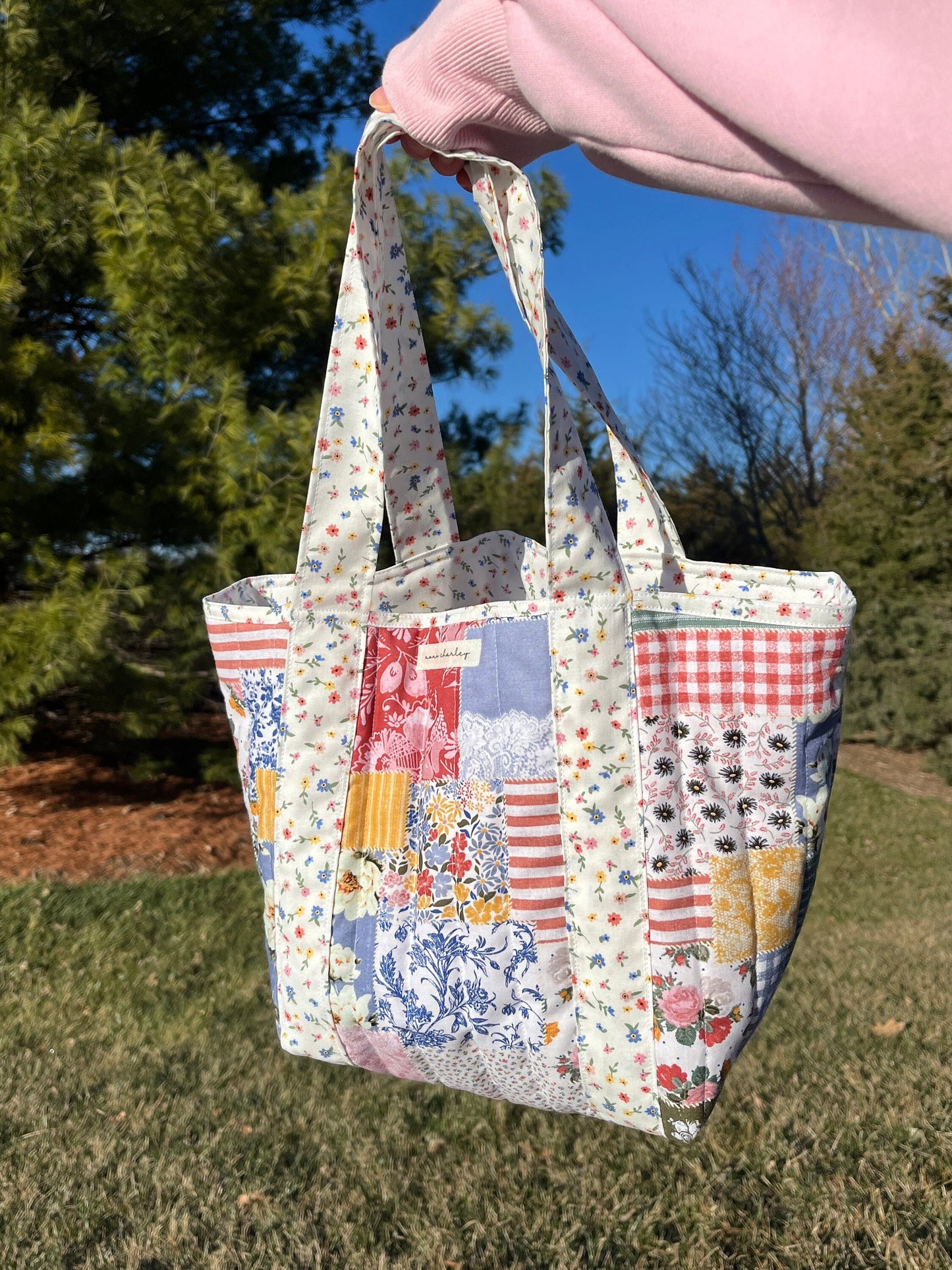 The Colorful Picnic Mini Tote Bag with Attached Straps