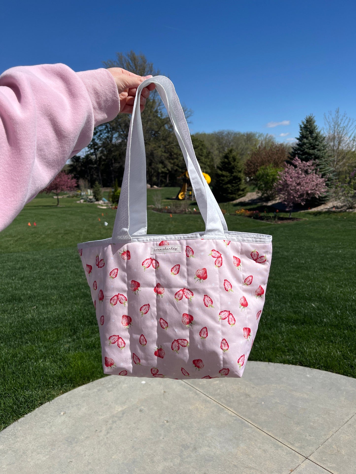 Strawberries and Cream Mini Tote Bag