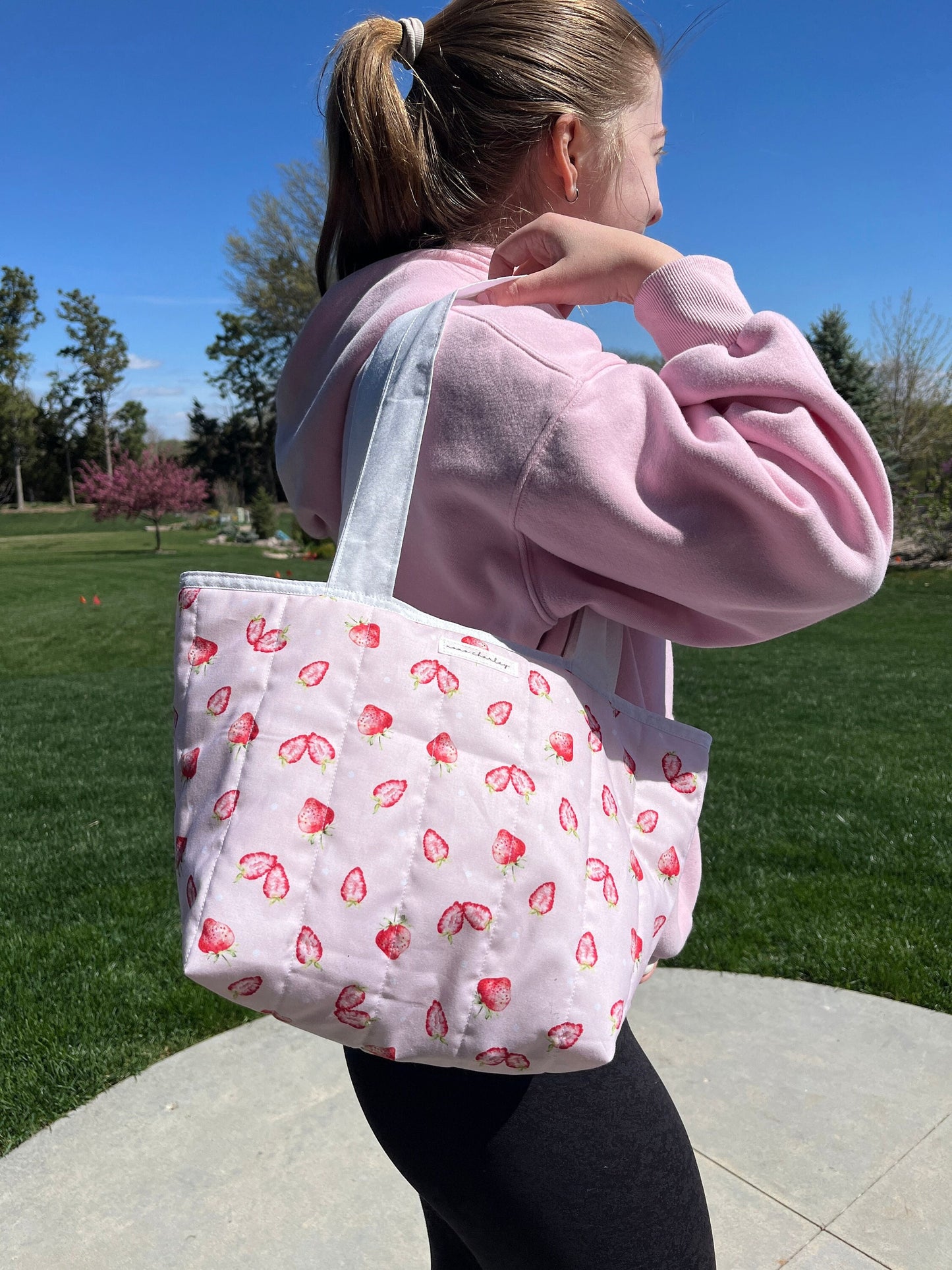 Strawberries and Cream Mini Tote Bag