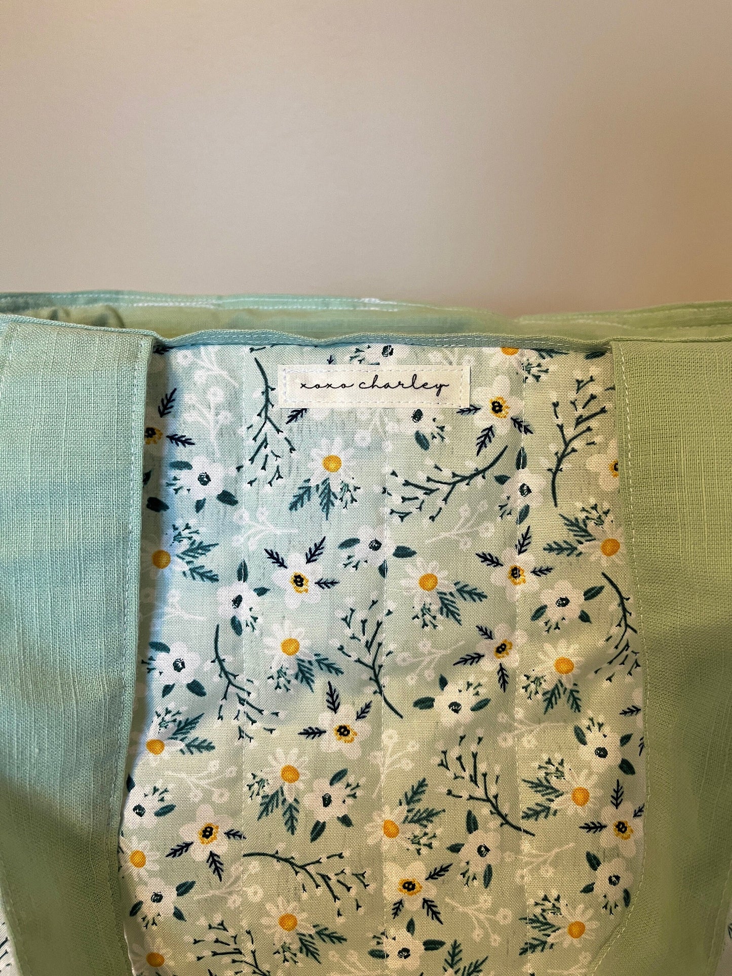 Sage Wildflower Mini Tote Bag