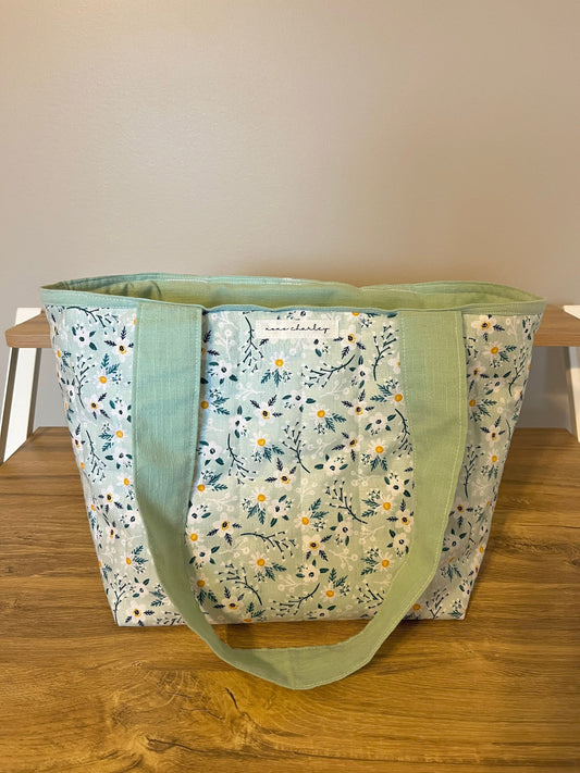 Sage Wildflower Mini Tote Bag