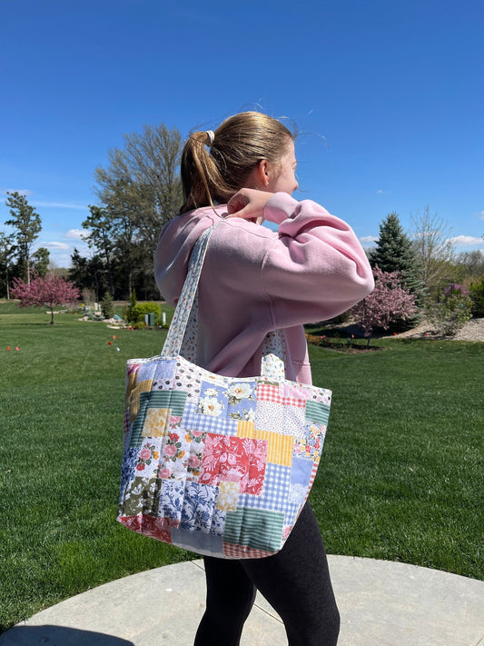 The Colorful Picnic Large Tote Bag