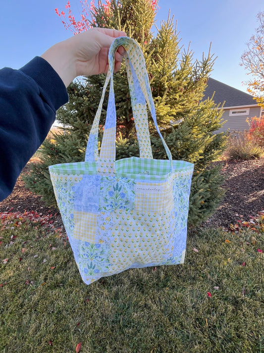 Spring Green Patchwork Mini Tote Bag