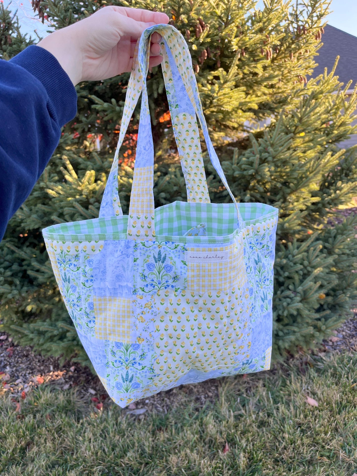 Spring Green Patchwork Mini Tote Bag