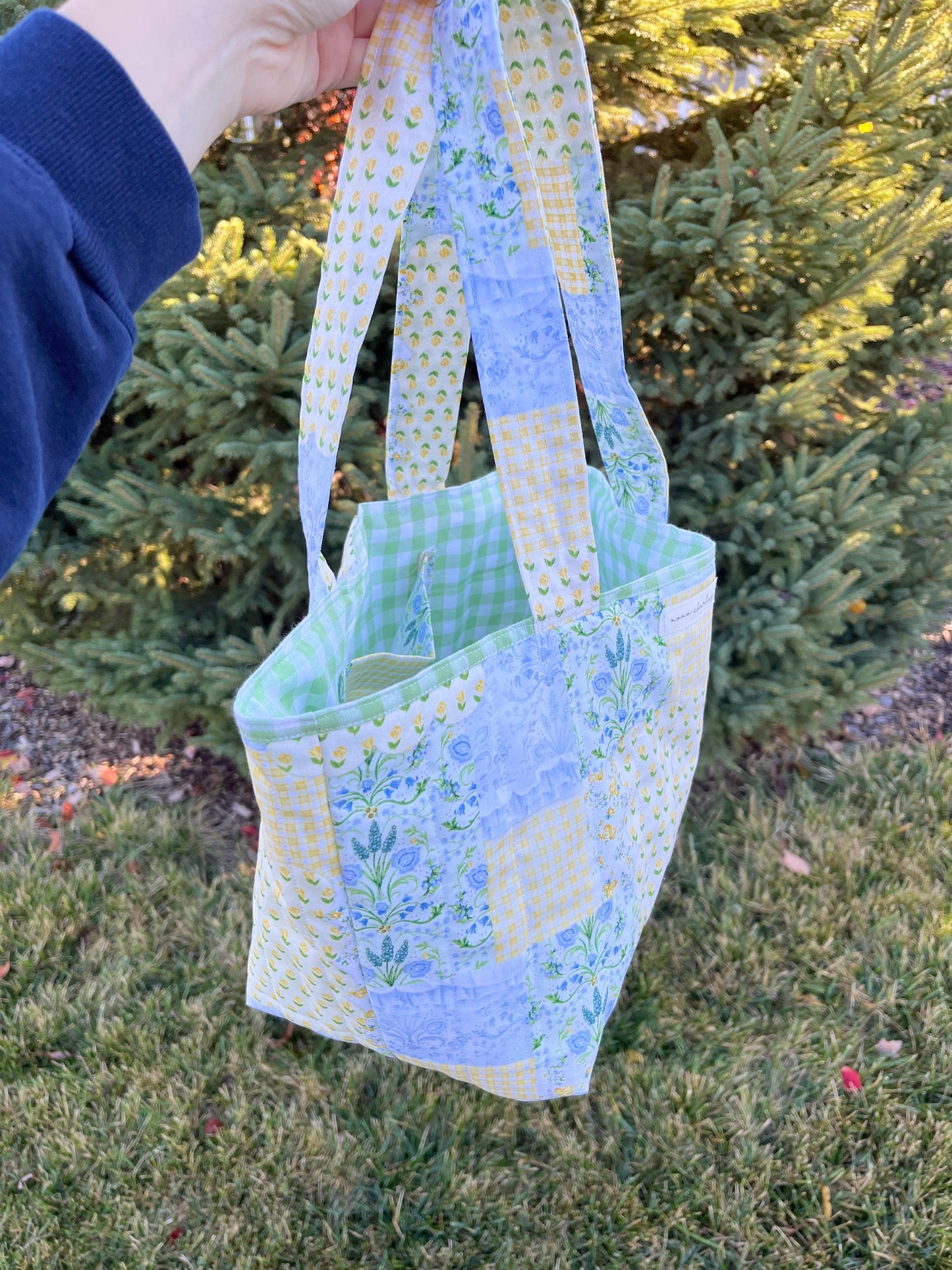 Spring Green Patchwork Mini Tote Bag