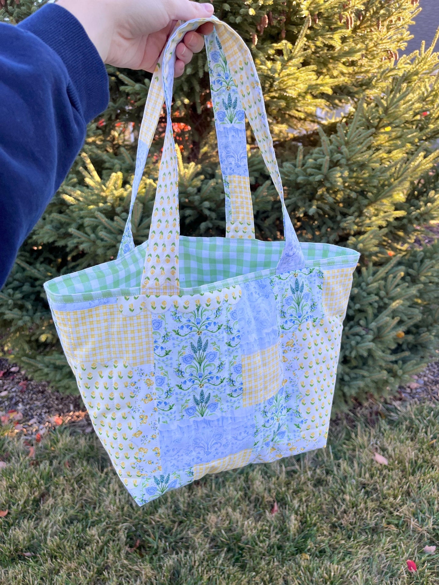 Spring Green Patchwork Mini Tote Bag