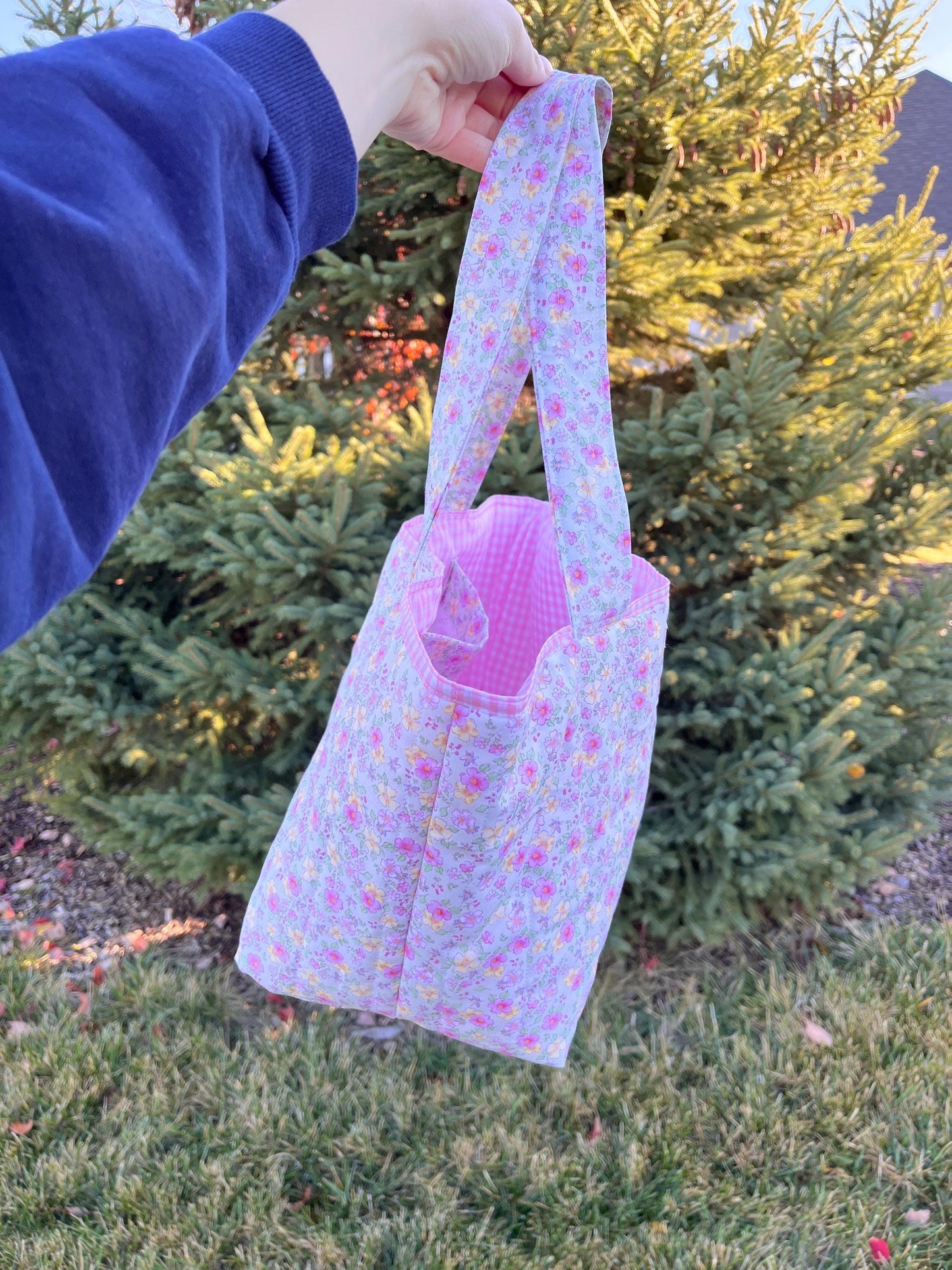 Peony Pink Floral Mini Tote Bag