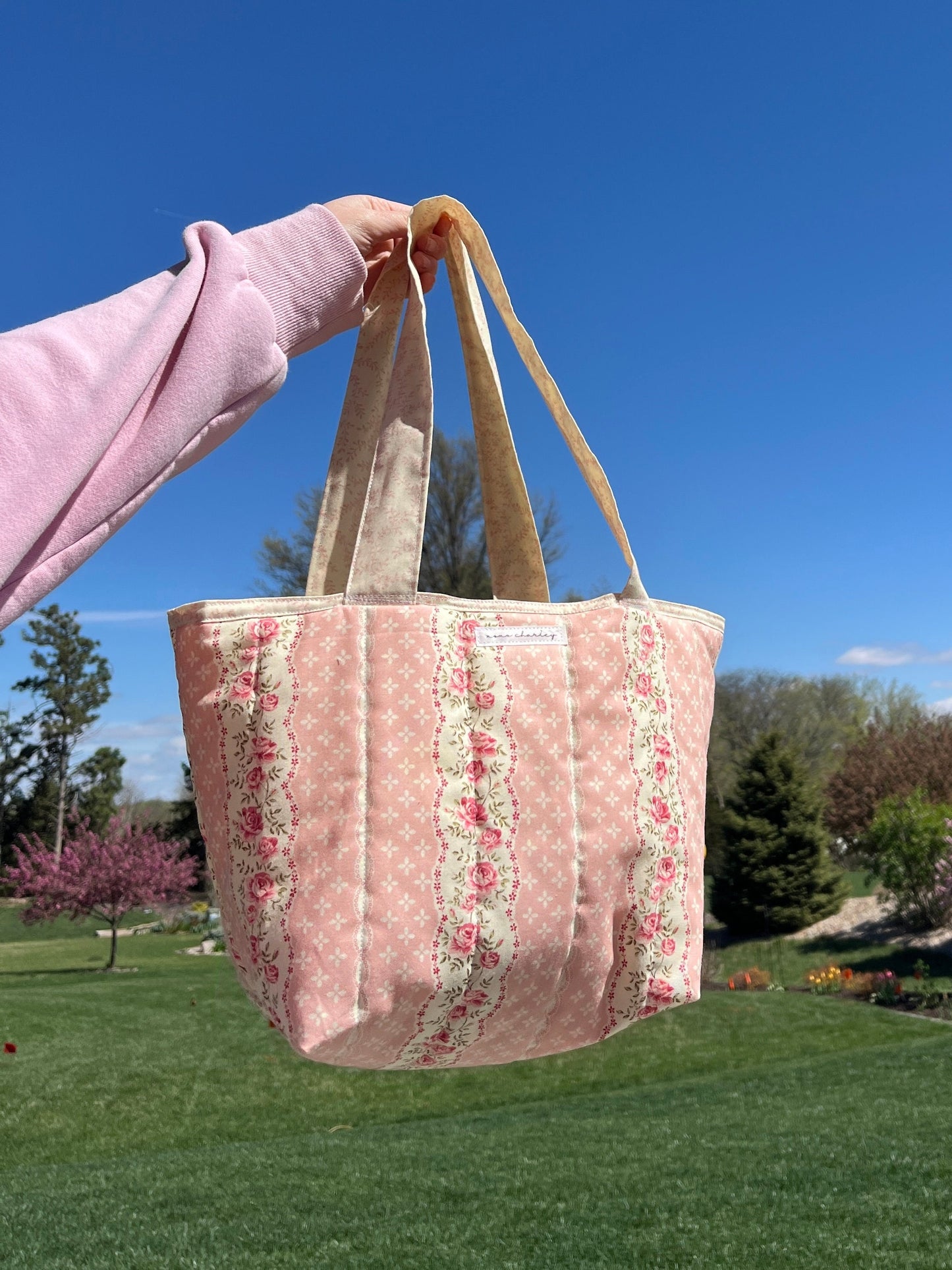 Pink & Yellow Floral Mini Tote Bag