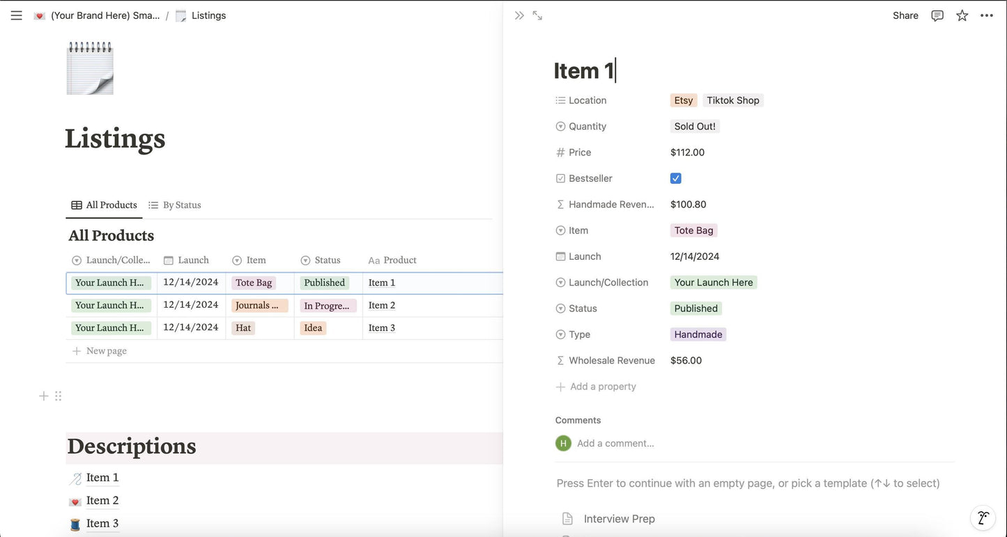 Notion Small Business Starter Pack Digital Template