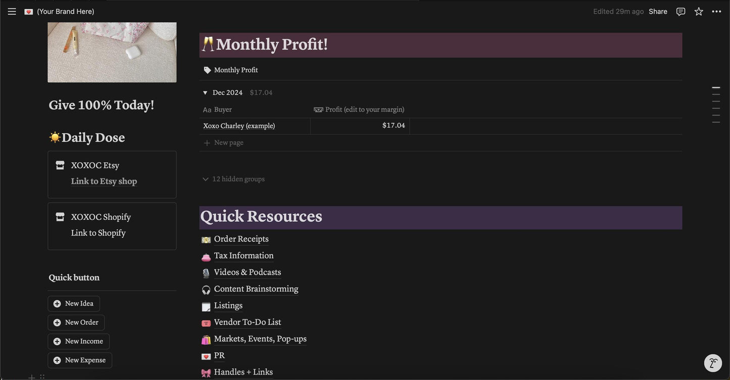 Notion Full Workspace Digital Template for Small Business