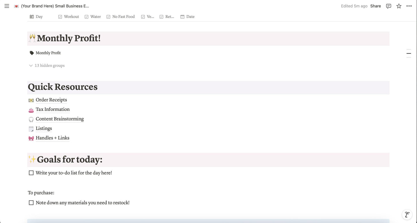 Notion Small Business Starter Pack Digital Template