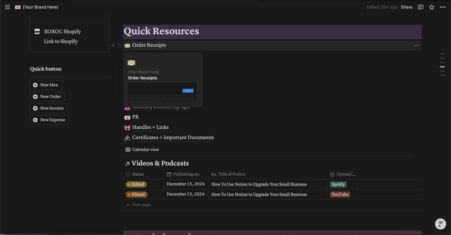 Notion Full Workspace Digital Template for Small Business