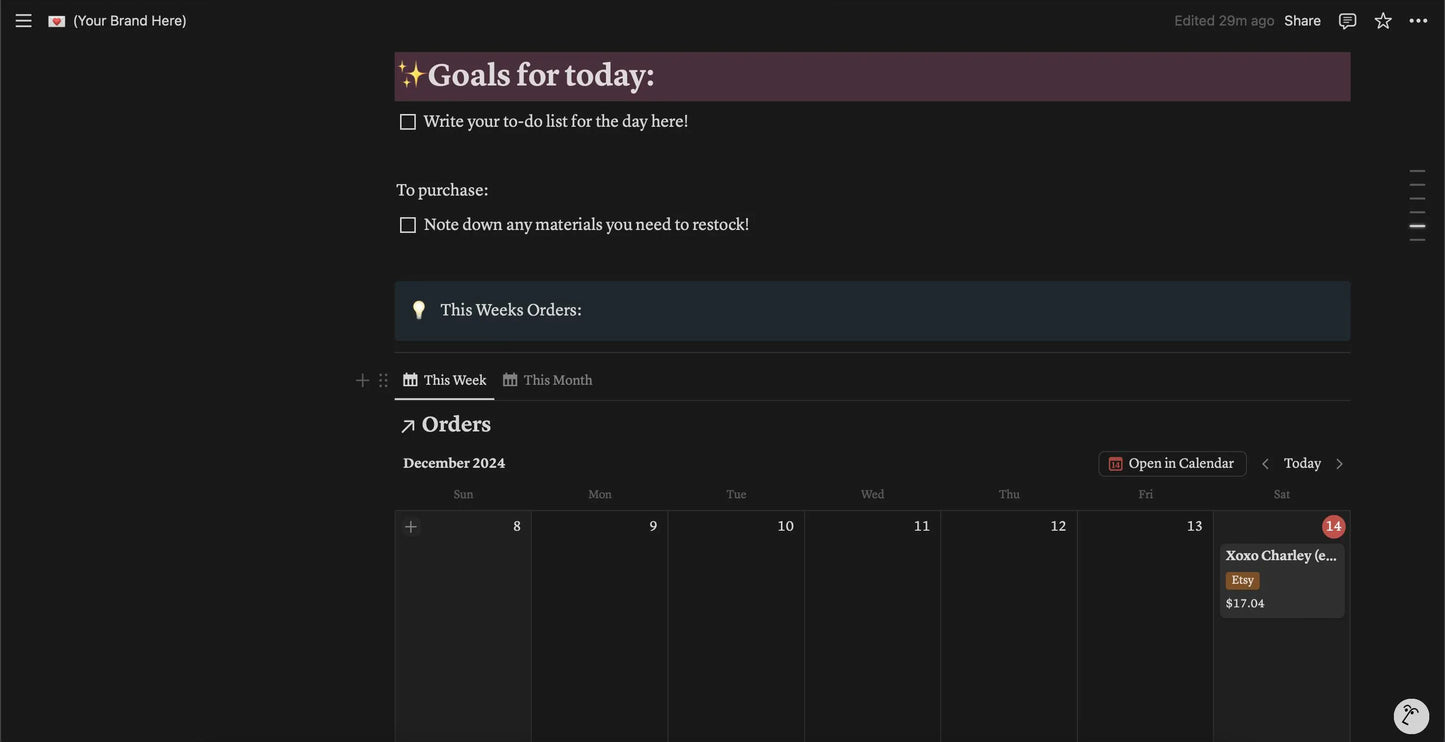 Notion Full Workspace Digital Template for Small Business