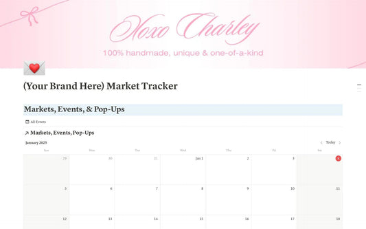 Notion Markets, Pop-Ups, & Events Tracker Digital Template